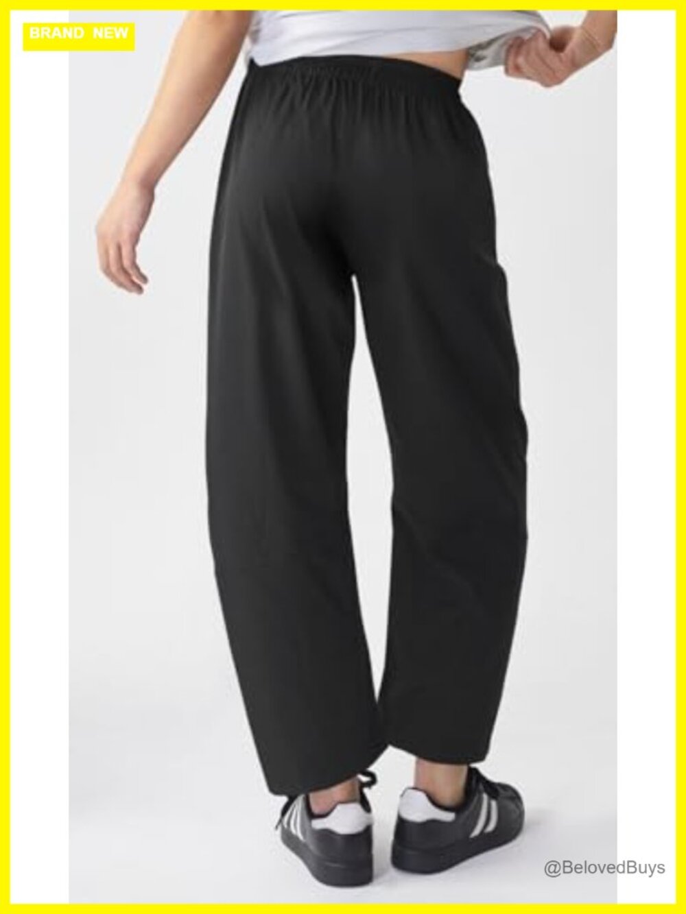 Women's Elastic Waist Ankle Pants Tapered Barrel Travel Trousers Quick Dry - Picture 2 of 6